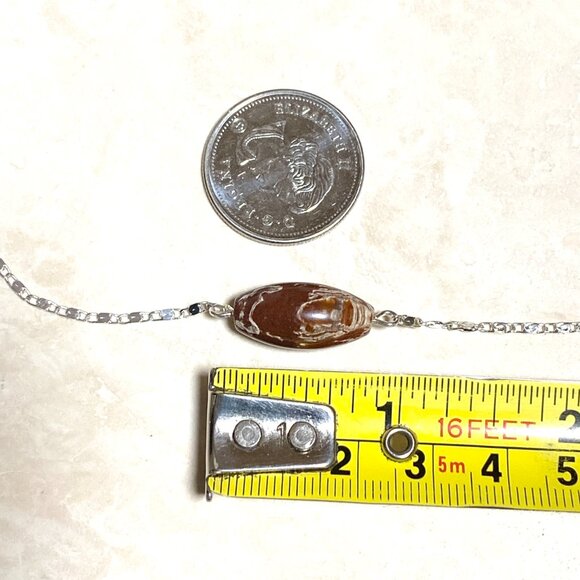 2/$20,Convoluted Jasper Necklace, Genuine Gemstone Bar Pendant & Stainless Chain - Picture 11 of 13